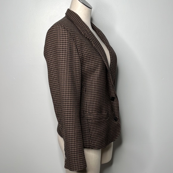 VINTAGE HOUNDSTOOTH LADYBUG BROWN BLAZER SUIT JACKET SIZE 10 - Picture 5 of 9